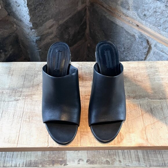 Alexander Wang Black Leather Avery Floating Heeled Mules - Picture 3 of 11